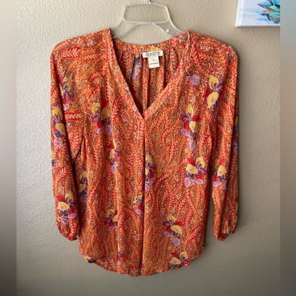 Lucky Brand "Live In Love" Sheer Blouse – Size Small - Picture 1 of 9